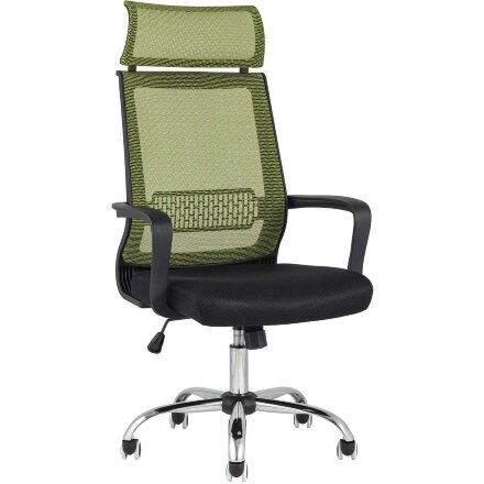 Компьютерное кресло TopChairs TopChairs Style офисное зеленое в обивке с сеткой, регулировка по высоте и механизм качания Top 