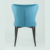 Стул Stool Group Лилиан велюровый бирюзовый мягкая обивка, черные металлические ножки