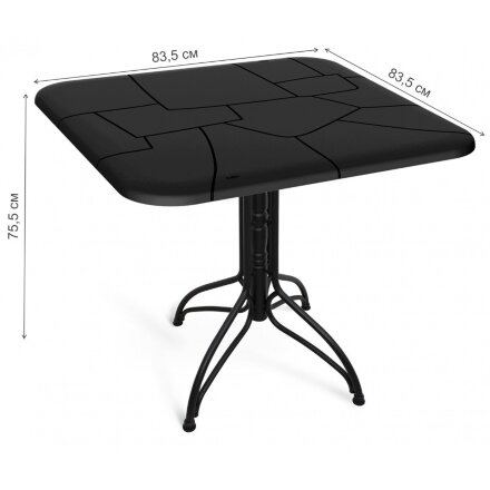 Пластиковый стол SHT-TU25/TT30 83/83 черный муар / черный 