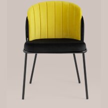 Стул Stool Group обеденный Дабл велюр черный с желтой вставкой