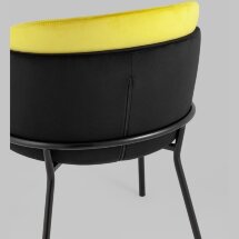 Стул Stool Group обеденный Дабл велюр черный с желтой вставкой