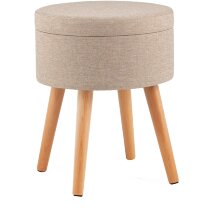 Пуф с ящиком Store Woody рогожка бежевая