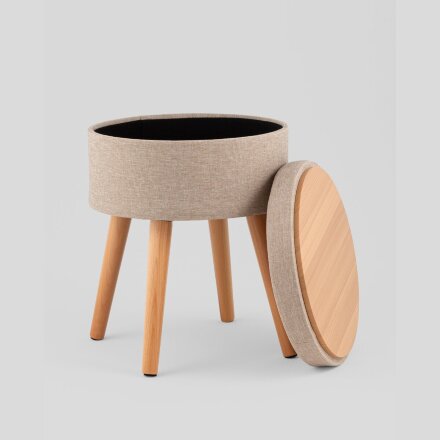Пуф с ящиком Store Woody рогожка бежевая 
