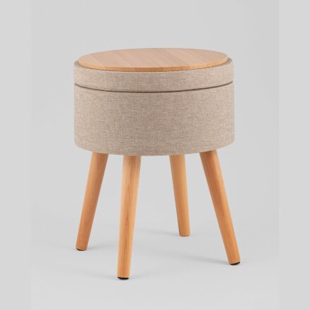 Пуф с ящиком Store Woody рогожка бежевая 