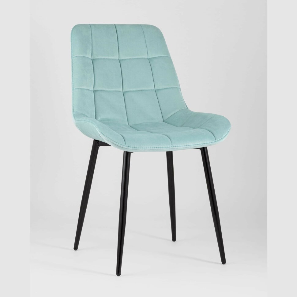 Комплект из двух стульев Stool Group Флекс велюр светло-голубой ножки из металла черные 