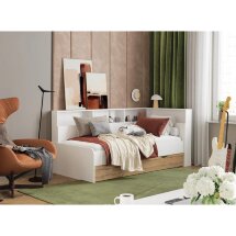 Кровать Амер 190х80 белый / дуб вотан