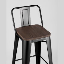 Стул барный TOLIX WOOD со спинкой черный глянцевый