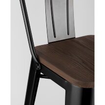 Стул барный TOLIX WOOD со спинкой черный глянцевый