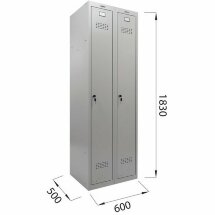 Шкаф металлический для одежды BRABIX &quot;LK 21-60&quot;, УСИЛЕННЫЙ, 2 секции, 1830х600х500 мм, 32 кг, 291126, S230BR402502