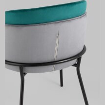 Стул Stool Group обеденный Дабл велюр серый с изумрудной вставкой