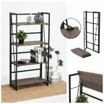 Стеллаж на металлокаркасе &quot;BRABIX LOFT SH-001&quot;, 600х300х1250 мм, складной, цвет морёный дуб, 641228