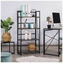 Стеллаж на металлокаркасе &quot;BRABIX LOFT SH-001&quot;, 600х300х1250 мм, складной, цвет морёный дуб, 641228