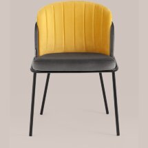 Стул Stool Group обеденный Дабл велюр тёмно-серый с оранжевой вставкой